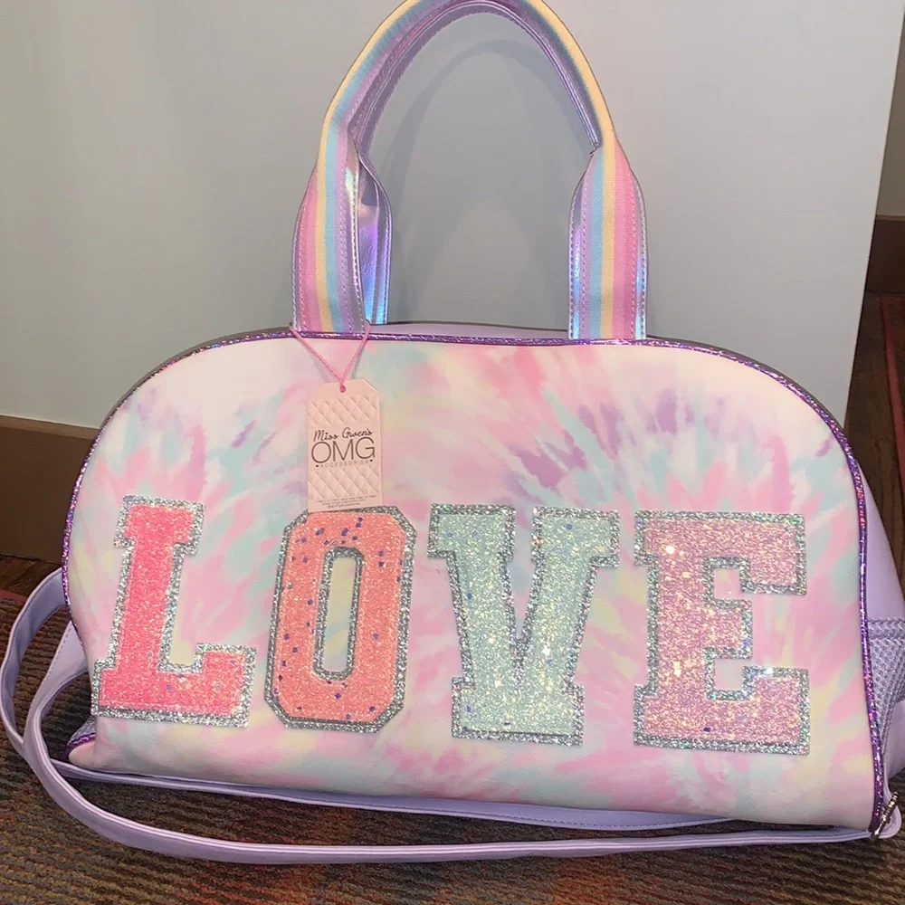 Girl's OMG Accessories Love Tie Dye‎ Duffle Bag - Purple